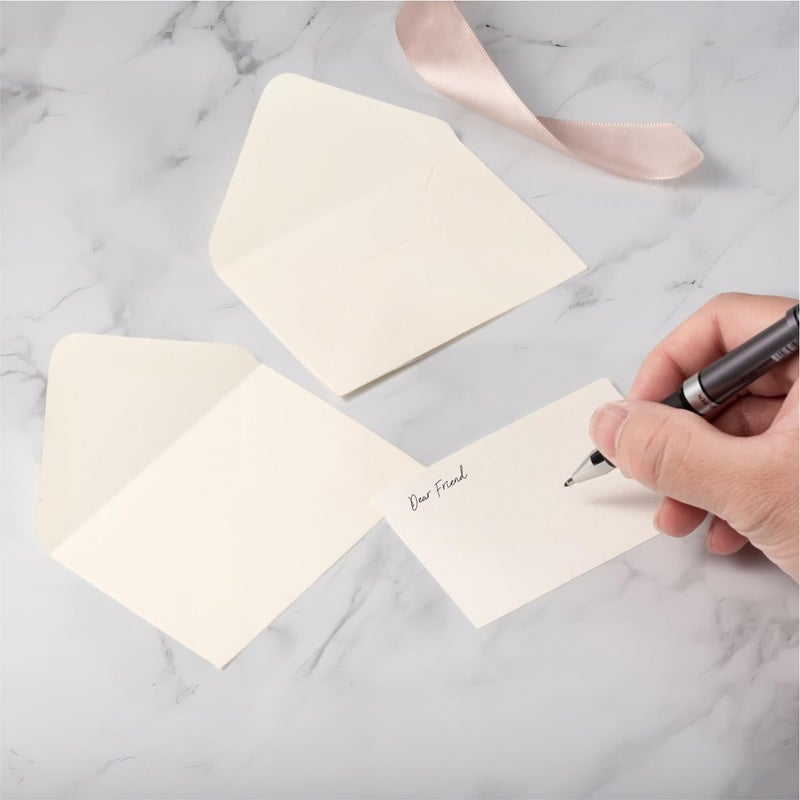 Keketer 50 Sets Cream Mini Envelopes with Blank Gift Cards, Business & Note Cards - Wedding Invitation, Graduation, Holiday Pocket Envelopes 4x2.75" Bulk for Party Favors & Scrapbooking - Image 4